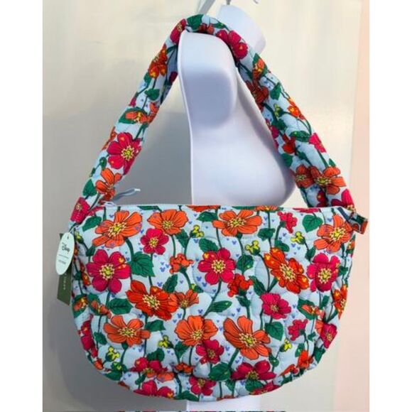 Disney Handbags - Vera Bradley Disney Tifton Shoulder Bag Mickey Meadow Quilted Nylon Floral NWT